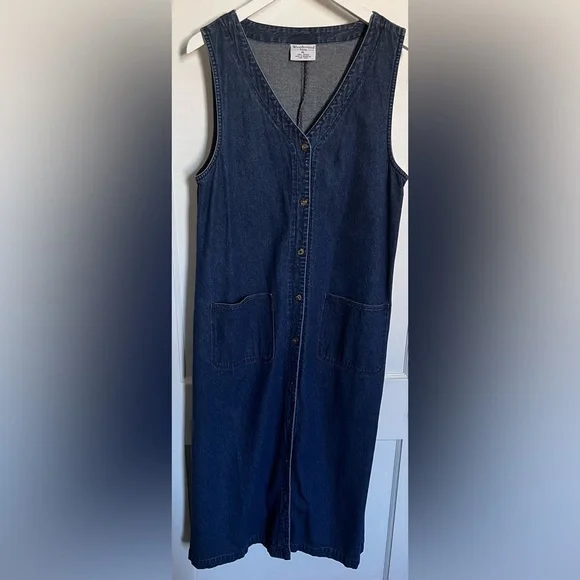 Petite Long Denim Button Down Dress - Picture 2 of 3